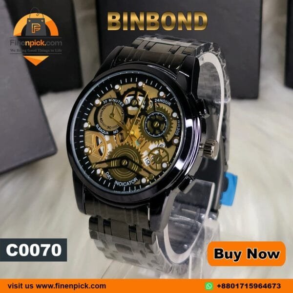 BINBOND Luxury Fashion Analog Wristwatch With Calendar