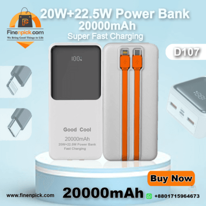 Good Cool Minimalist Series 20000mAh Power Bank, Model D107, Super Fast Charging