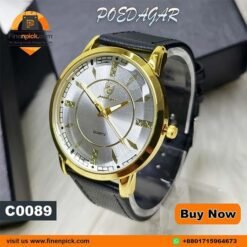 POEDAGAR 4514 Quartz Watch Black Leather Strap | FineNpick Online Shop Bangladesh