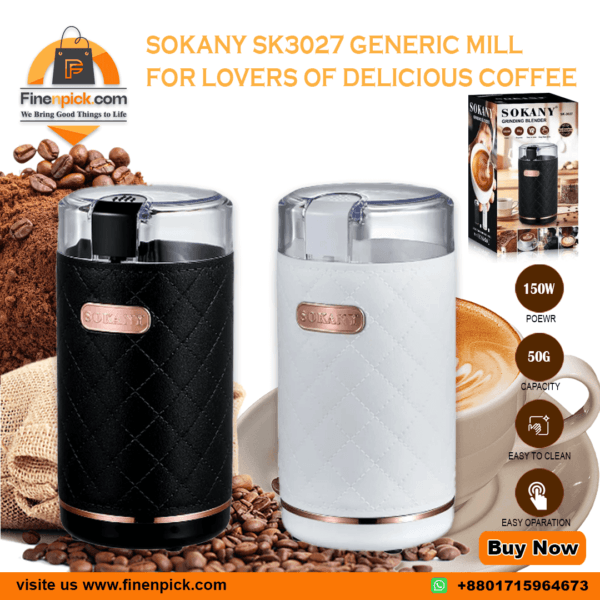 Sokany SK-3027 Coffee Grinder - 50g Capacity with Overheat Protection