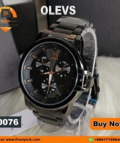 Olevs c192 Luxury Men's Analog Black Stainless Steel Wrist Watch