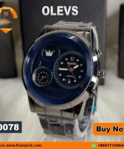 Olives Classic Black Dial Chronograph Style Watch