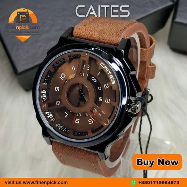 Caites MT-12003 Brown Leather Strap Watch