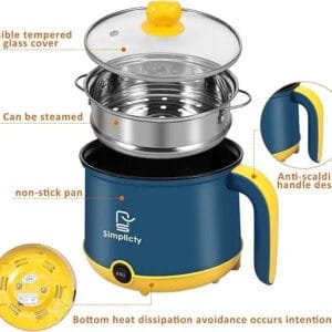 Electric Hot Pot 1.8L Mini Cooker – Versatile, Non-Stick, and Rapid Heatin