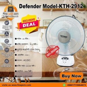 Defender KTH-2912 12-Inch Table Fan with LED Night Light