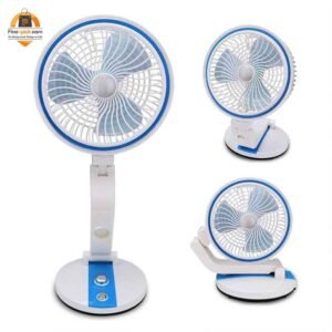 LR 2018 রিচার্জেবল ফোল্ডিং টেবিল ফ্যান উইথ লাইট