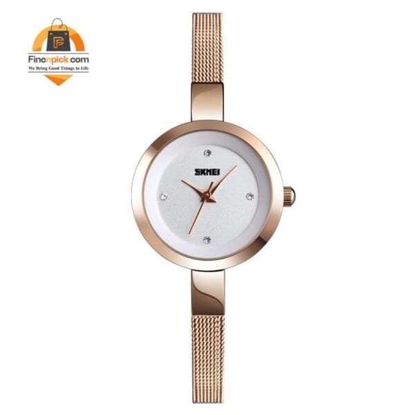 SKMEI 1390 Fashion 3ATM Stainless Steel Band Quartz Watch-rose gold