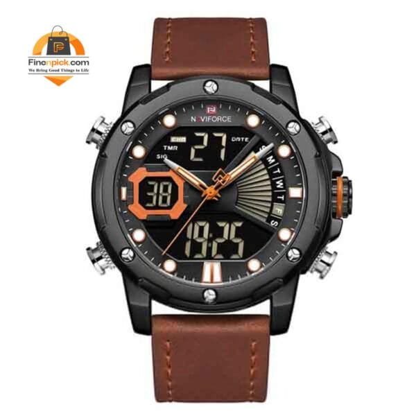 Naviforce NF9172 Men's Dual Movement Leather Strap Watch