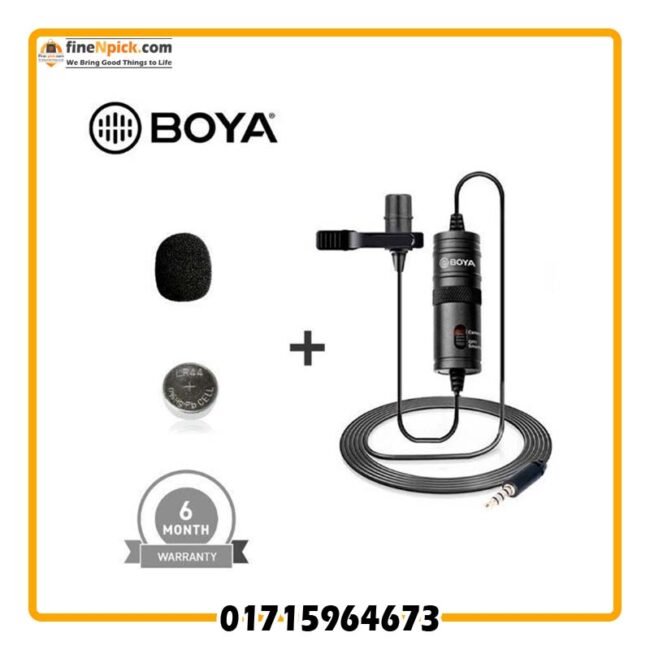 Original BOYA M1 Microphone for Smartphone, DSLR, Laptop, MacBook (Official Product with 6 Months Warranty)