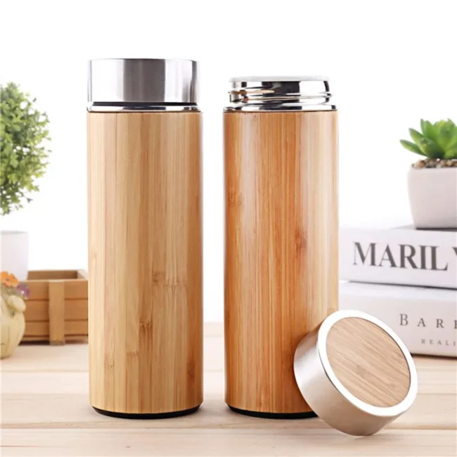 Creative Bamboo Thermos – Stainless Steel Vacuum Flask & Travel Mug