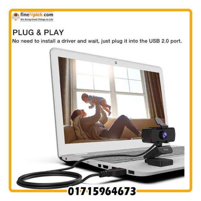 Fifine K420 Webcam 1440P, 2K Web Camera with Privacy Cover & Tripod for Laptop Desktop, Plug & Play 4MP HD USB Webcam with Built-in Mic for Live Streaming, Zoom Meeting, Online Class, Video Calling - Image 3