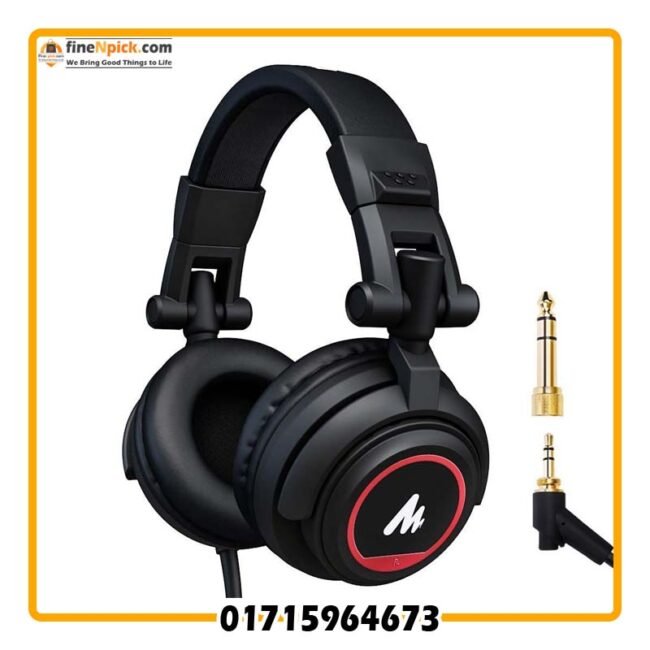 Maono AU-MH501 Professional Studio Monitor Headphone, Over Ear with 50mm Driver for Gaming, DJ, Studio and Microphone Recording