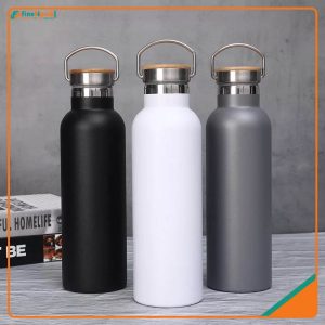 600ml Stainless Steel Insulated Travel Flask with Bamboo Lid
