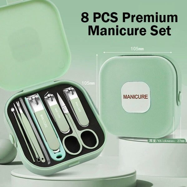 8 PCS Premium Manicure Set – Professional Stainless Steel Nail Care Kit with Luxury Travel Case