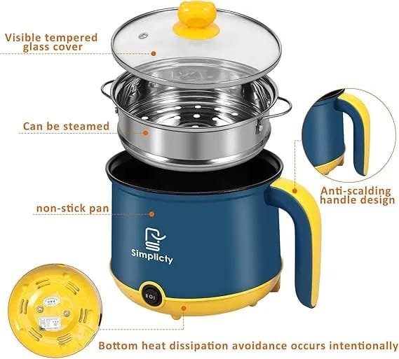 Electric Hot Pot 1.2L Mini Cooker – Versatile, Non-Stick, and Rapid Heatin