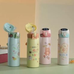 New LED Temperature Display Cartoon Intelligent Insulation Cup Bouncing Straw Cup Portable Vacuum Flax feeder 450ml
