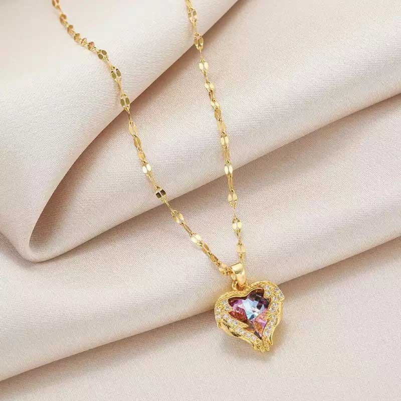 Wings Heart Pendant Necklace