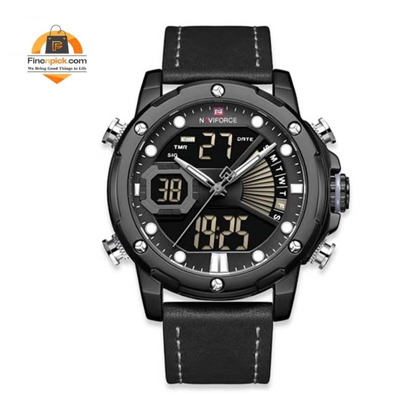 Naviforce NF9172 Men's Dual Movement Leather Strap Watch - Image 2